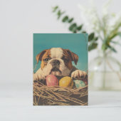 Bulldog Vintag Ostern Postkarte (Stehend Vorderseite)