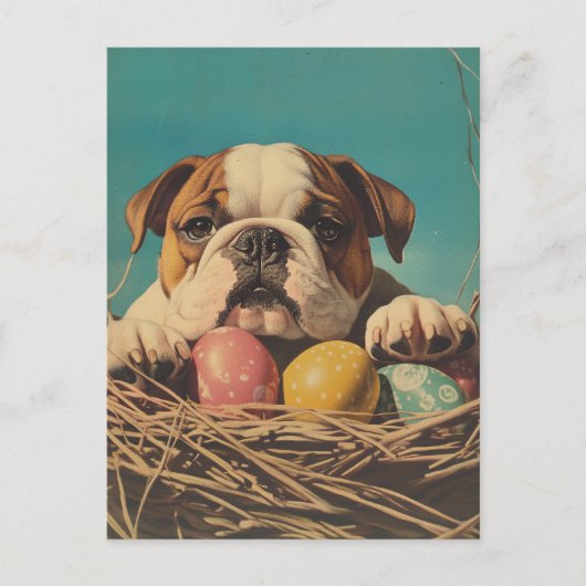 Bulldog Vintag Ostern Postkarte (Vorderseite)
