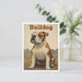 Bulldog Vintage Kunst Postkarte (Stehend Vorderseite)