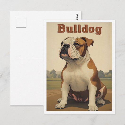 Bulldog Vintage Kunst Postkarte (Vorne/Hinten)