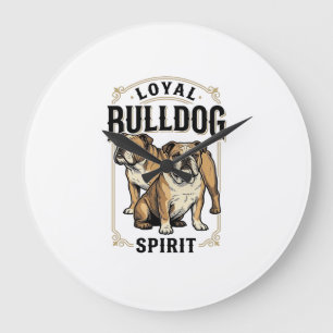 Bulldog Vintage-Shirt Twin Bulldogs Gravur Tee_ Große Wanduhr