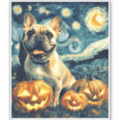 Bulldog von van gogh sternenbester Nacht halloween Aufkleber (Vorderseite)