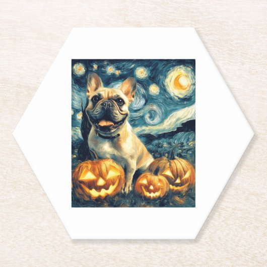 Bulldog von van gogh sternenbester Nacht halloween Untersetzer (Vorderseite)