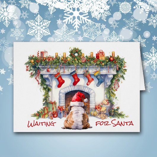 Bulldog Warte für den Weihnachtsfeuer