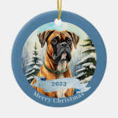 Bulldog Watercolor Dog Christmas  Keramik Ornament (Vorne)