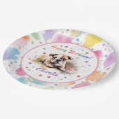 Bulldog-Watercolor-Papierplatte Pappteller (Schrägansicht)