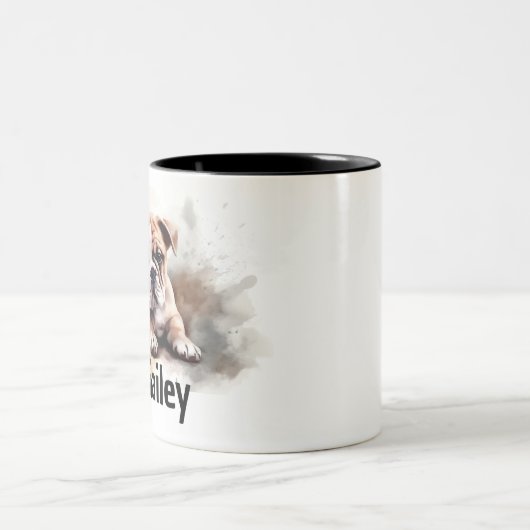 Bulldog Watercolor-Tasse Zweifarbige Tasse (Mittel)