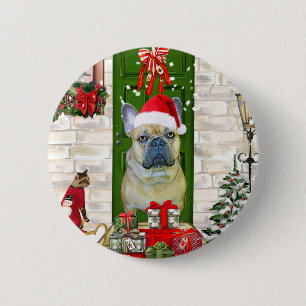 Bulldog Weihnachten Button