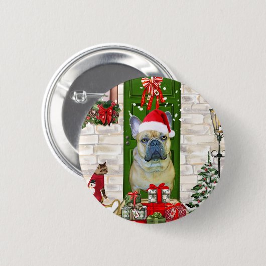 Bulldog Weihnachten Button (Vorne & Hinten)