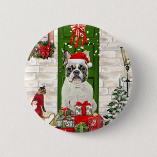 Bulldog Weihnachten Button
