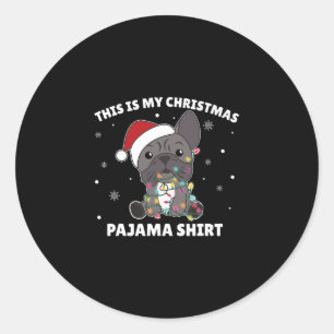 Bulldog Weihnachten Das ist mein Weihnachtsjama Runder Aufkleber