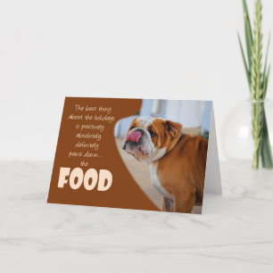 Bulldog-Weihnachten-Erntedank-Feiertags-Humor-Kart Feiertagskarte