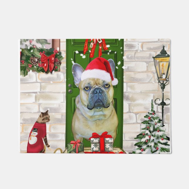 Bulldog Weihnachten Fußmatte (Vorderseite)