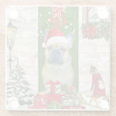 Bulldog Weihnachten Glasuntersetzer (Rückseite)