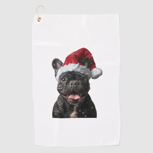 Bulldog Weihnachten Golfhandtuch (Vorderseite)