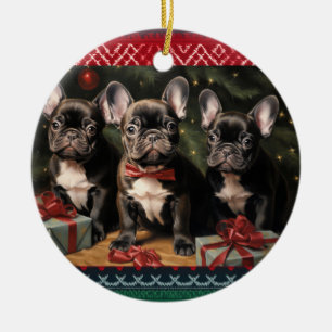 Bulldog Weihnachten Keramik Ornament