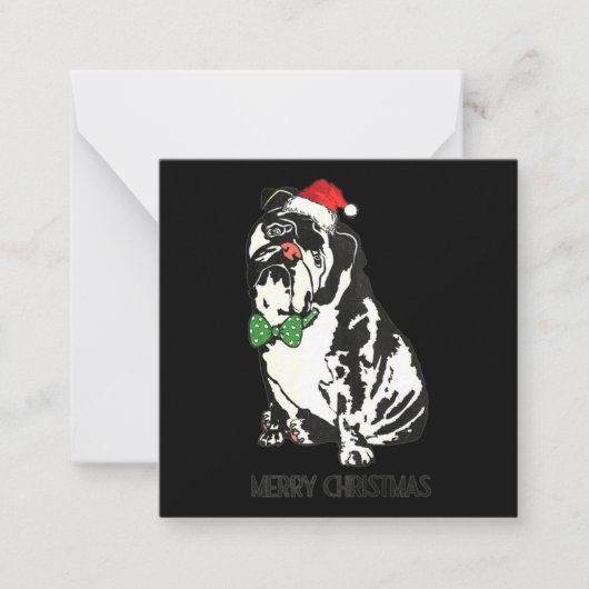 Bulldog Weihnachten Mitteilungskarte (Vorderseite)