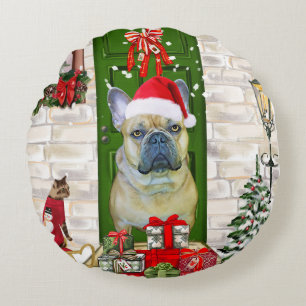 Bulldog Weihnachten Rundes Kissen