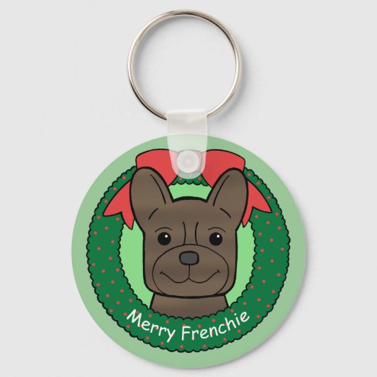 Bulldog Weihnachten Schlüsselanhänger (Vorderseite)