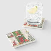 Bulldog Weihnachten Steinuntersetzer (Seitenansicht)