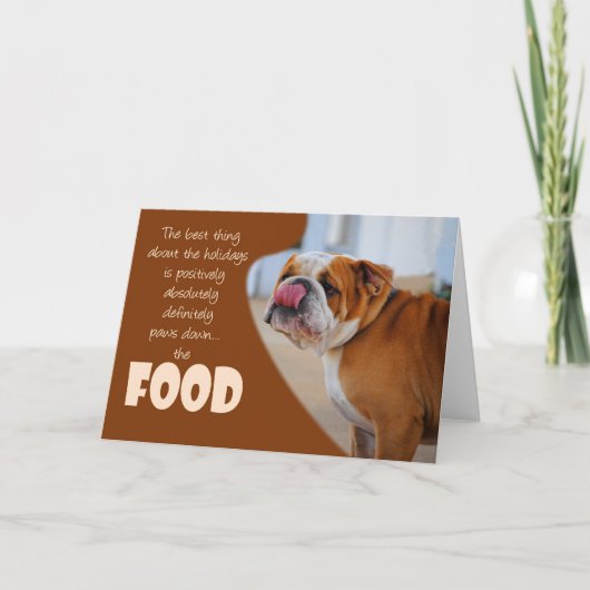 Bulldog Weihnachts-Erntedank Spaß Card Feiertagskarte (Vorderseite)