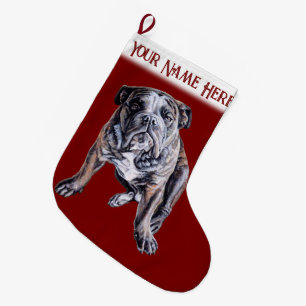 Bulldog Weihnachts-Strumpf Personalisiert Dog Gesc Großer Weihnachtsstrumpf