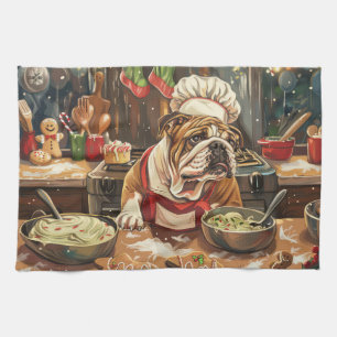 Bulldog-Weihnachtsbäckerei: Festliches Weihnachten Geschirrtuch