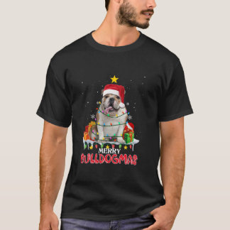 Bulldog Weihnachtsbaum Dog Santa Boys Girls Merry T-Shirt