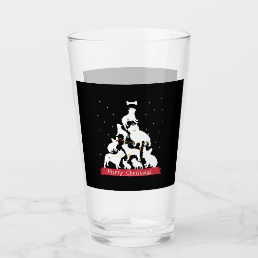 Bulldog Weihnachtsbaum Glas (Vorderseite)
