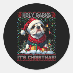 Bulldog Weihnachtsbaumleuchten Dekorationen Hunde Runder Aufkleber