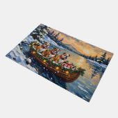 Bulldog-Weihnachtsboot-Feiertag Fußmatte (Schrägansicht)