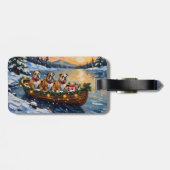 Bulldog-Weihnachtsboot-Feiertag Gepäckanhänger (Rückseite horizontal)