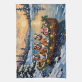 Bulldog Weihnachtsboot-Feiertag Geschirrtuch (Vertikal)