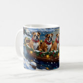 Bulldog-Weihnachtsboot-Feiertag Kaffeetasse (Vorderseite Links)