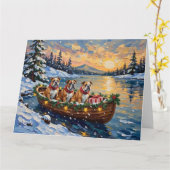 Bulldog-Weihnachtsboot-Feiertag Karte (Gelbe Blume)