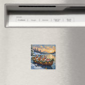 Bulldog-Weihnachtsboot-Feiertag Magnet (In Situ (Geschirrspüler))