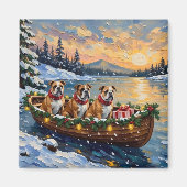 Bulldog-Weihnachtsboot-Feiertag Magnet (Vorne)