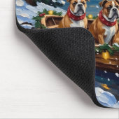 Bulldog-Weihnachtsboot-Feiertag Mousepad (Ecke)