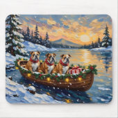 Bulldog-Weihnachtsboot-Feiertag Mousepad (Vorne)