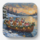 Bulldog-Weihnachtsboot-Feiertag Pappteller (Vorderseite)