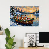 Bulldog-Weihnachtsboot-Feiertag Poster (Heimbüro)