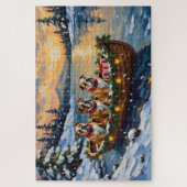 Bulldog-Weihnachtsboot-Feiertag Puzzle (Vertikal)