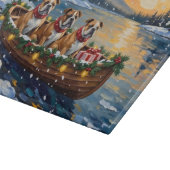 Bulldog-Weihnachtsboot-Feiertag Schneidebrett (Ecke)