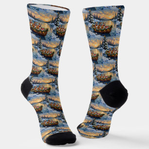 Bulldog-Weihnachtsboot-Feiertag Socken
