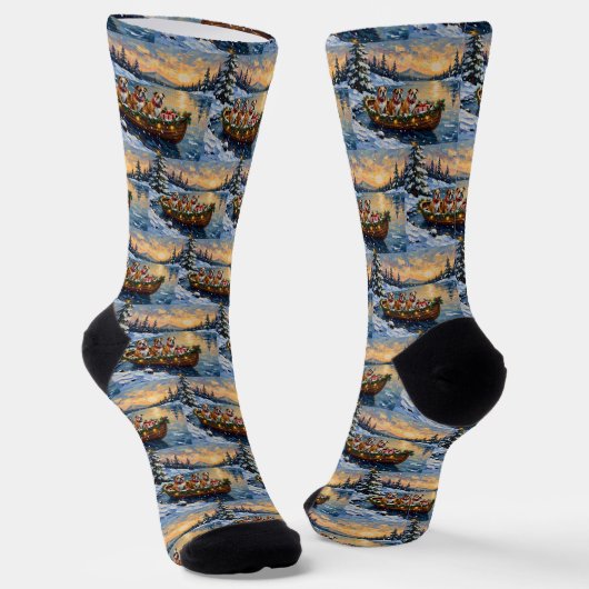 Bulldog-Weihnachtsboot-Feiertag Socken (Gewinkelt)