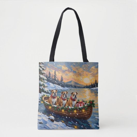 Bulldog-Weihnachtsboot-Feiertag Tasche (Vorderseite)