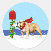 Bulldog Weihnachtsbrief Runder Aufkleber (Vorderseite)