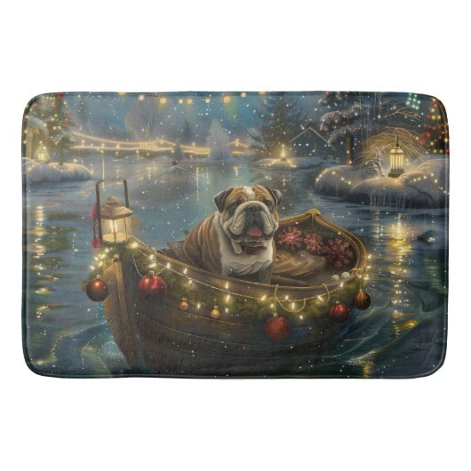 Bulldog Weihnachtsfest Badematte (Vorderseite)