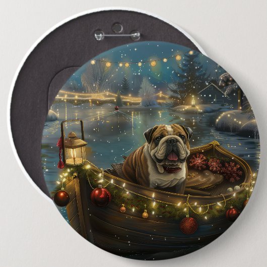 Bulldog Weihnachtsfest Button (Vorne & Hinten)