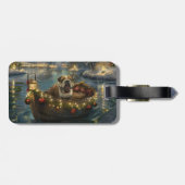 Bulldog Weihnachtsfest Gepäckanhänger (Rückseite horizontal)